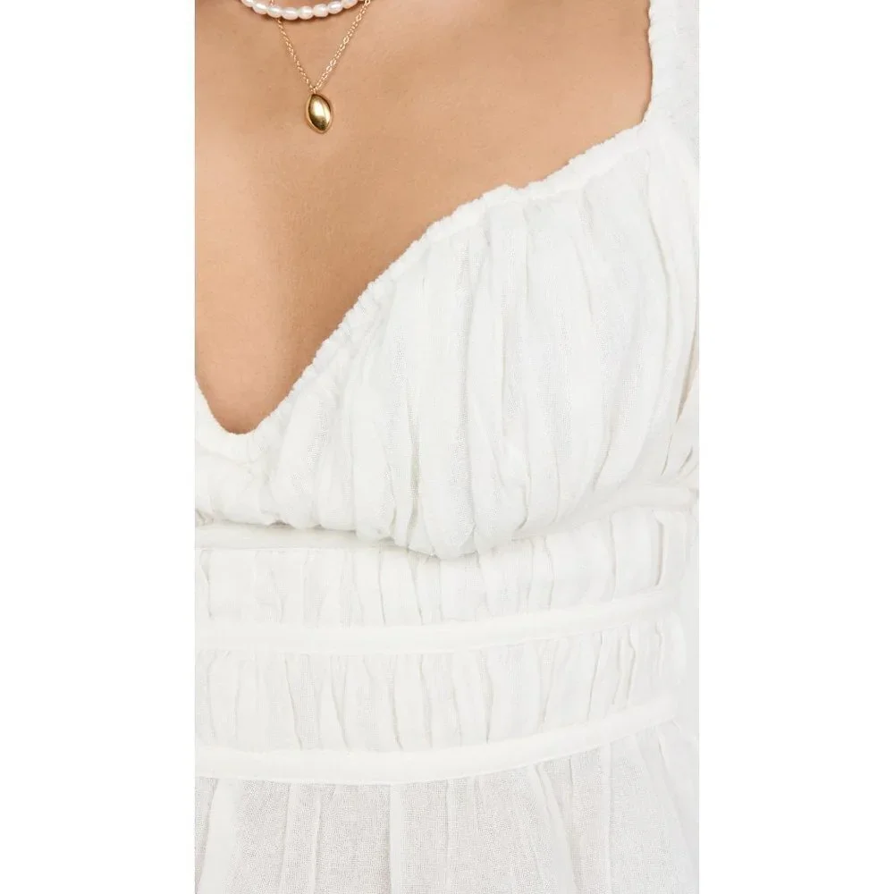 💕FREE PEOPLE💕 Chloe Top Cotton Sweetheart Neckline ~ White Medium  NWOT